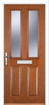 2 Panel 2 Square Glazed Composite Front Door in Oak