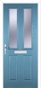2 Panel 2 Square Glazed Composite Front Door in Pastel Blue