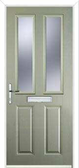 2 Panel 2 Square Glazed Composite Front Door in Pebble Grey
