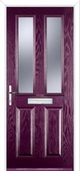 2 Panel 2 Square Glazed Composite Front Door in Purple Violet