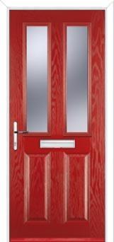 2 Panel 2 Square Glazed Composite Front Door in Red