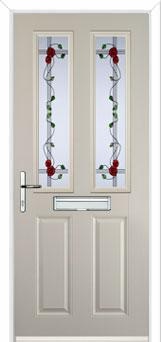 2 Panel 2 Square Mackintosh Rose Composite Front Door in Cream