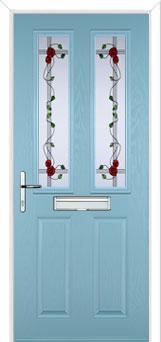 2 Panel 2 Square Mackintosh Rose Composite Front Door in Duck Egg Blue