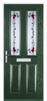 2 Panel 2 Square Mackintosh Rose Composite Front Door in Green