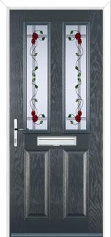 2 Panel 2 Square Mackintosh Rose Composite Front Door in Anthracite Grey