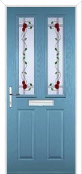 2 Panel 2 Square Mackintosh Rose Composite Front Door in Pastel Blue