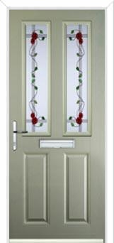 2 Panel 2 Square Mackintosh Rose Composite Front Door in Pebble Grey