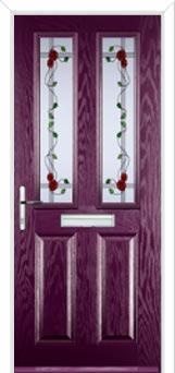 2 Panel 2 Square Mackintosh Rose Composite Front Door in Purple Violet