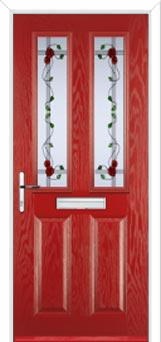 2 Panel 2 Square Mackintosh Rose Composite Front Door in Red