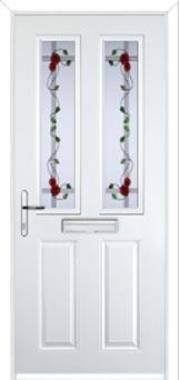 2 Panel 2 Square Mackintosh Rose Composite Front Door in White