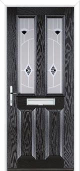 2 Panel 2 Square Murano Composite Front Door in Black Brown