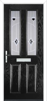 2 Panel 2 Square Murano Composite Front Door in Black