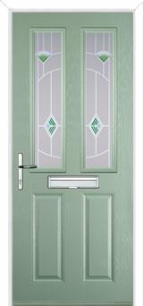 2 Panel 2 Square Murano Composite Front Door in Chartwell Green