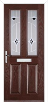 2 Panel 2 Square Murano Composite Front Door in Darkwood