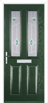 2 Panel 2 Square Murano Composite Front Door in Green