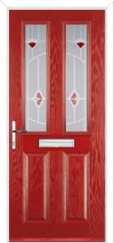 2 Panel 2 Square Murano Composite Front Door in Red
