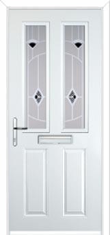 2 Panel 2 Square Murano Composite Front Door in White