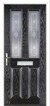 2 Panel 2 Square Staxton Composite Front Door in Black Brown