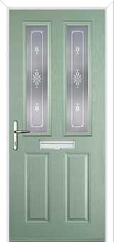2 Panel 2 Square Staxton Composite Front Door in Chartwell Green