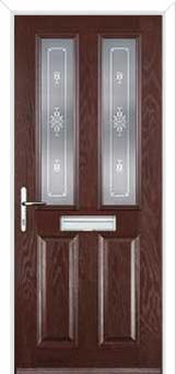 2 Panel 2 Square Staxton Composite Front Door in Darkwood