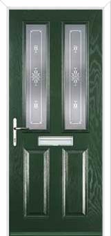 2 Panel 2 Square Staxton Composite Front Door in Green