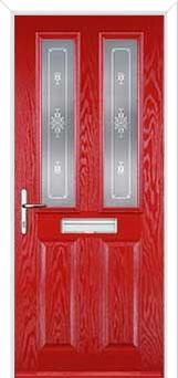 2 Panel 2 Square Staxton Composite Front Door in Poppy Red