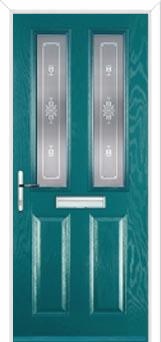 2 Panel 2 Square Staxton Composite Front Door in Turquoise Blue