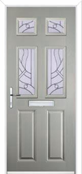 2 Panel 4 Square Abstract Composite Front Door in Agate Grey