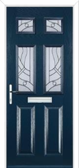 2 Panel 4 Square Abstract Composite Front Door in Dark Blue
