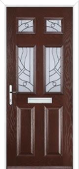 2 Panel 4 Square Abstract Composite Front Door in Darkwood