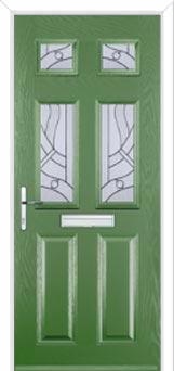 2 Panel 4 Square Abstract Composite Front Door in Fern Green