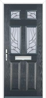 2 Panel 4 Square Abstract Composite Front Door in Anthracite Grey