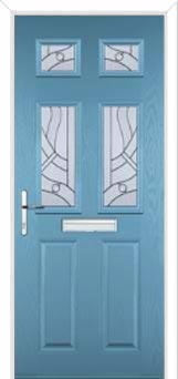 2 Panel 4 Square Abstract Composite Front Door in Pastel Blue
