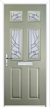 2 Panel 4 Square Abstract Composite Front Door in Pebble Grey