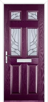 2 Panel 4 Square Abstract Composite Front Door in Purple Violet