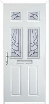 2 Panel 4 Square Abstract Composite Front Door in White