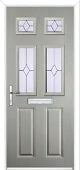 2 Panel 4 Square Classic Composite Front Door in Agate Grey