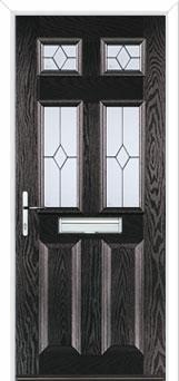 2 Panel 4 Square Classic Composite Front Door in Black Brown
