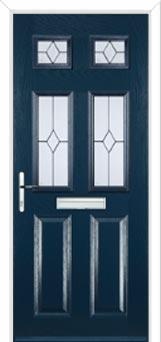 2 Panel 4 Square Classic Composite Front Door in Dark Blue