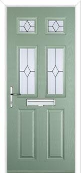 2 Panel 4 Square Classic Composite Front Door in Chartwell Green