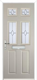 2 Panel 4 Square Classic Composite Front Door in Cream