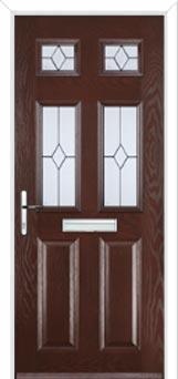 2 Panel 4 Square Classic Composite Front Door in Darkwood