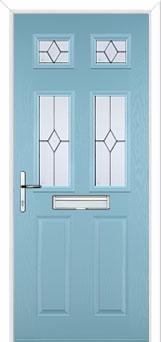 2 Panel 4 Square Classic Composite Front Door in Duck Egg Blue