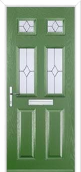 2 Panel 4 Square Classic Composite Front Door in Fern Green