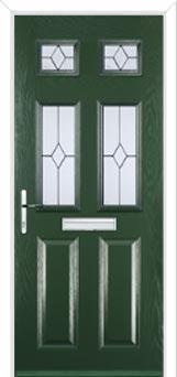 2 Panel 4 Square Classic Composite Front Door in Green