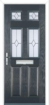 2 Panel 4 Square Classic Composite Front Door in Anthracite Grey