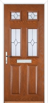 2 Panel 4 Square Classic Composite Front Door in Oak