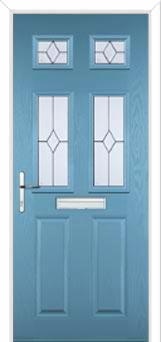 2 Panel 4 Square Classic Composite Front Door in Pastel Blue
