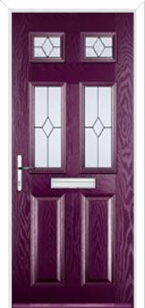 2 Panel 4 Square Classic Composite Front Door in Purple Violet
