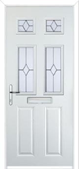 2 Panel 4 Square Classic Composite Front Door in White